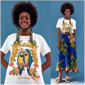 NWT Farm Rio  Amazonia Brazil Parrot Banana print tee